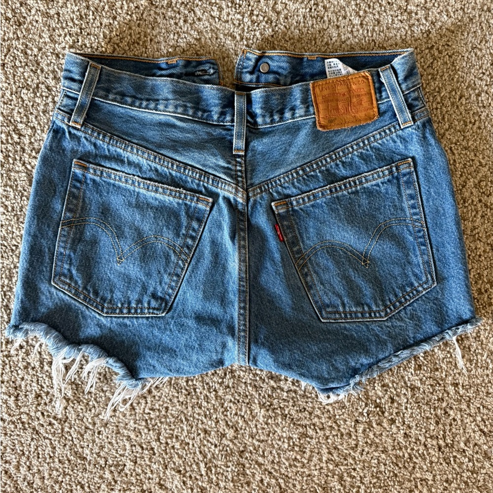 Levi's Blue Jean Shorts Classic Distressed Style